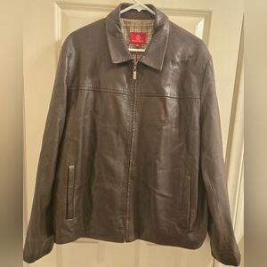 Cole Haan Genuine Lambskin Motorcycle Jacket Soft Leather Chocolate Brown Men XL